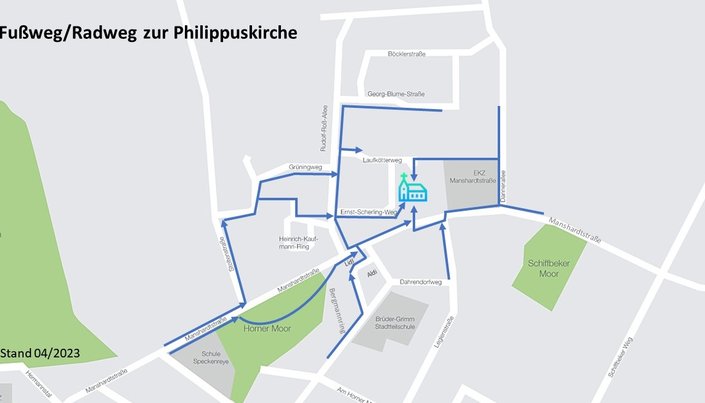 Plan Fußweg - Copyright: Claudia Hinzmann und Hochbahn