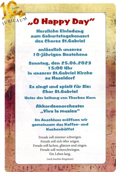10 jahre Kirchenchor - Copyright: Angela Schuldt / Kirchengemeinde St. Gabriel zu Haseldorf/Hetlingen