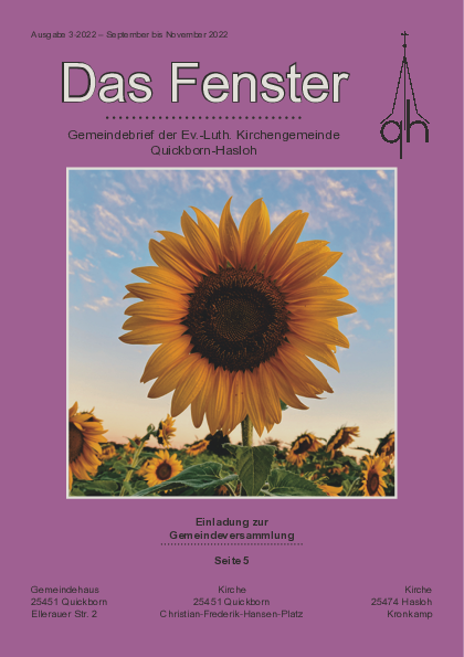 Frontbild des aktuellen Gemeindebriefes Sonnenblume auf lila Grund - Copyright: B. Hartges