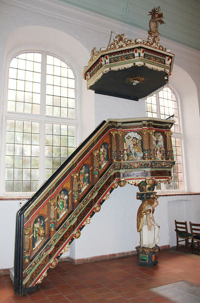 Kanzel, ca. 1622, in der St. Pankratiuskirche Ochsenwerder - Copyright: Simone Vollstädt