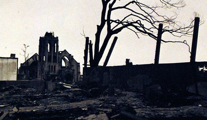 Dieses Foto aus dem September 1945 zeigt die Zerstörung, die die Atombombe in Hiroshima anrichtete. - Copyright: © National Museum of the U.S. Navy, public domain