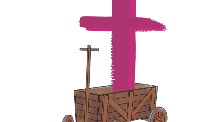 Bollerwagen mit pinkem Kreuz  - Copyright: Sarah Zurmöhle