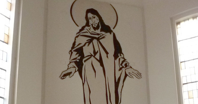 Das überlebensgroße Jesus-Bild in der Immanuelkirche auf der Veddel