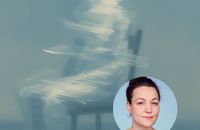 Abstraktes Bild einer Person auf einem Stuhl