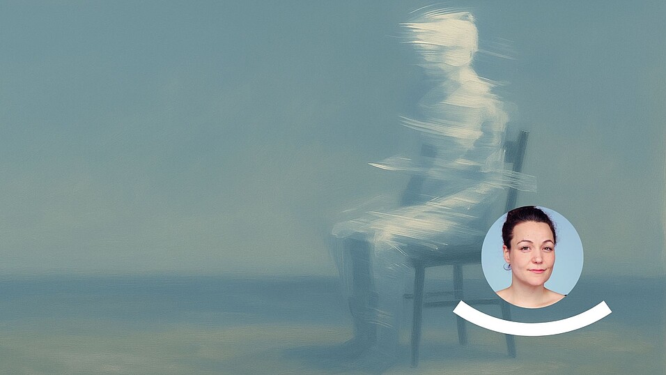 Abstraktes Bild einer Person auf einem Stuhl