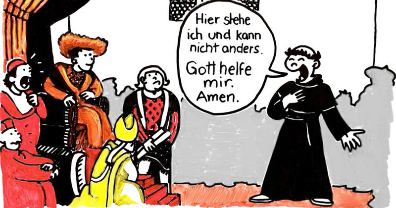 Luther vor dem Reichstag zu Worms aus dem Video, gezeichnet von manniac 