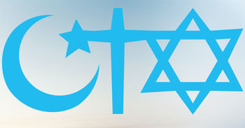Symbole des Islams, Christentums und Judentums - Copyright: © Logo: Kirchenkreis/Foto: Unsplash