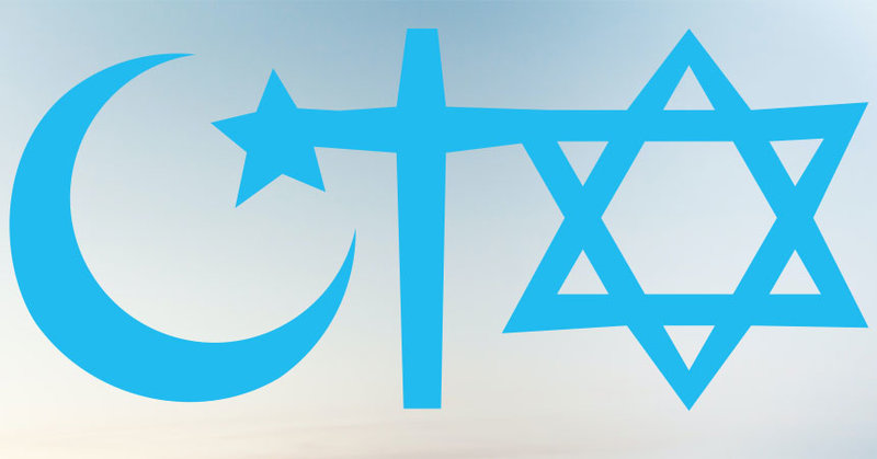Symbole des Islams, Christentums und Judentums