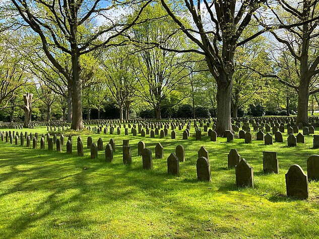 Riesige Gräberfelder von Gefallenen der beiden Weltkriege
