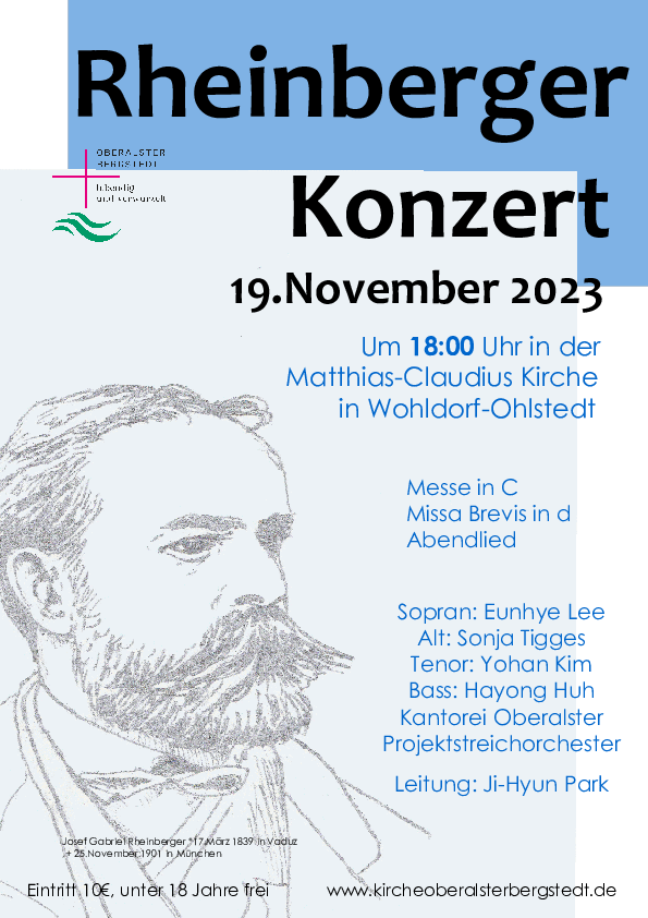 Konzerteinladung zum 19.11.23 um 18 Uhr in der Kirche in Wohldorf-Ohlstedt