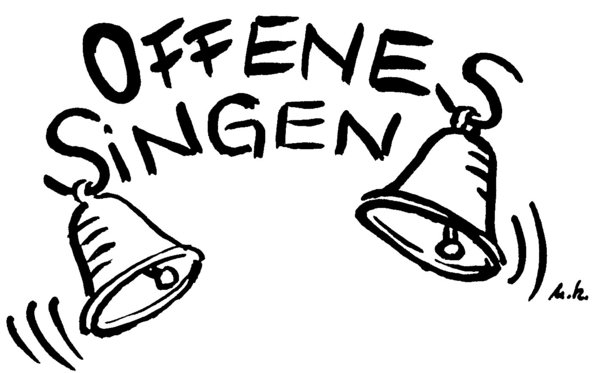 Schriftzug "Offenes Singen" mit Glocken - Copyright: Grafik: Hellmann