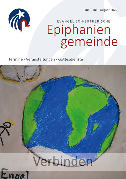 Epiphaniengemeinde Hamburg, Gemeindebrief 73, Cover, Weltkugel, Headline Verbinden - Copyright: mare grafikdesign, Marja Reher für die Ev.-luth. Epiphaninegemeinde