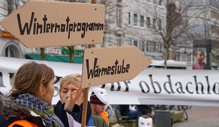 Demonstration für mehr Wohnungslosenhilfe - Copyright: © Hagen Grützmacher