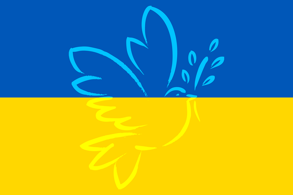 Ukrainische Flagge mit Friedenstaube - Copyright: pixabay
