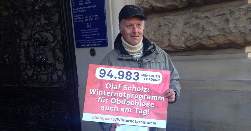 Jörg Petersen, Initiator der Unterschriftenaktion für das Winternotprogramm – ©Klaus Merhof